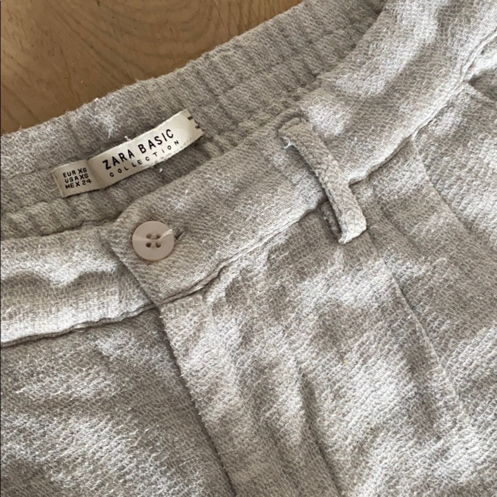 Zara xs pleated pants grey cropped